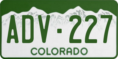 CO license plate ADV227