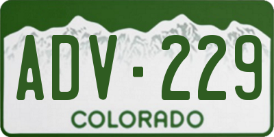 CO license plate ADV229