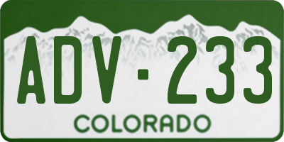 CO license plate ADV233