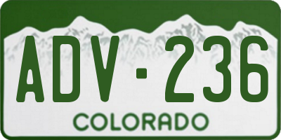 CO license plate ADV236