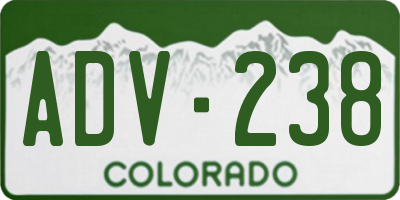 CO license plate ADV238