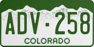 CO license plate ADV258