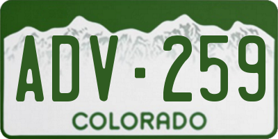 CO license plate ADV259