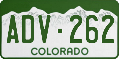 CO license plate ADV262