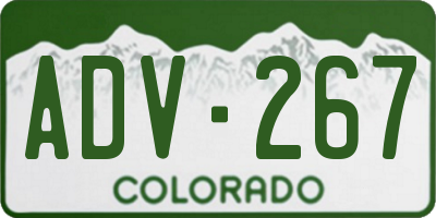 CO license plate ADV267