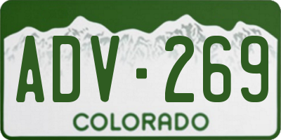 CO license plate ADV269
