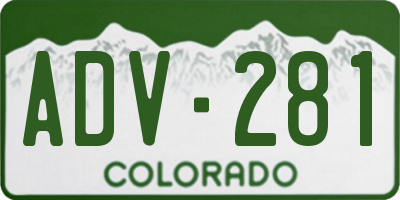 CO license plate ADV281