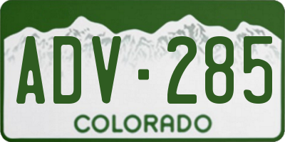 CO license plate ADV285
