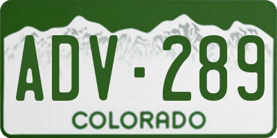 CO license plate ADV289