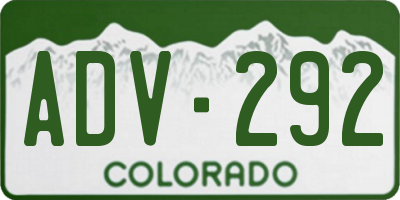 CO license plate ADV292