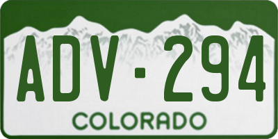CO license plate ADV294