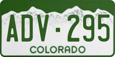 CO license plate ADV295
