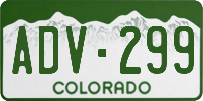 CO license plate ADV299