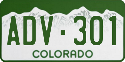 CO license plate ADV301