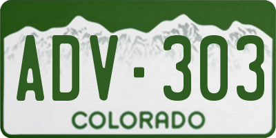 CO license plate ADV303