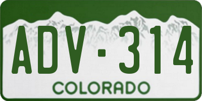 CO license plate ADV314