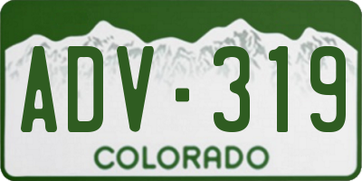 CO license plate ADV319