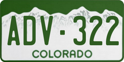 CO license plate ADV322