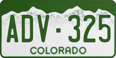 CO license plate ADV325