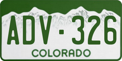 CO license plate ADV326