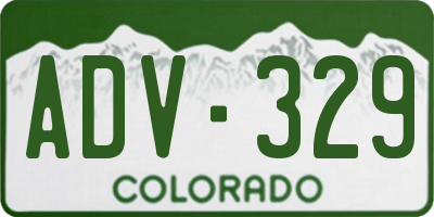 CO license plate ADV329