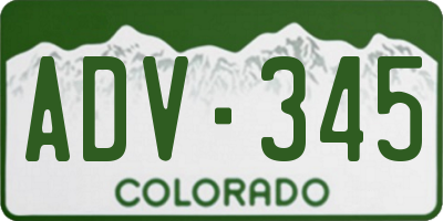 CO license plate ADV345