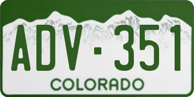 CO license plate ADV351