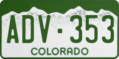 CO license plate ADV353