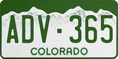 CO license plate ADV365