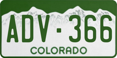 CO license plate ADV366