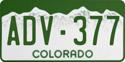 CO license plate ADV377
