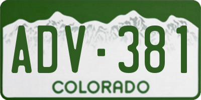 CO license plate ADV381