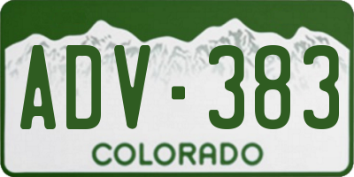 CO license plate ADV383