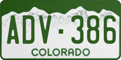 CO license plate ADV386