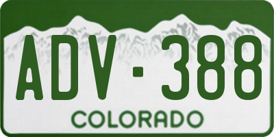CO license plate ADV388
