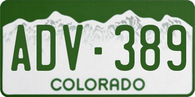 CO license plate ADV389