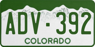 CO license plate ADV392