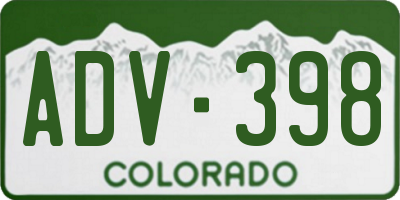 CO license plate ADV398