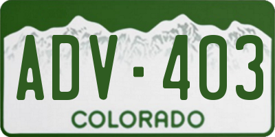 CO license plate ADV403