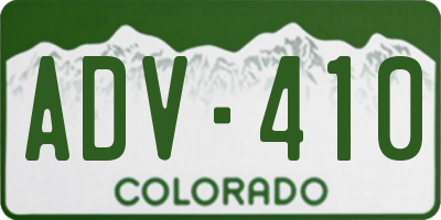 CO license plate ADV410