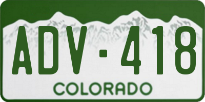 CO license plate ADV418