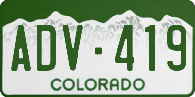 CO license plate ADV419