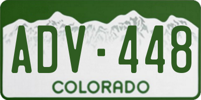 CO license plate ADV448