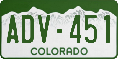 CO license plate ADV451