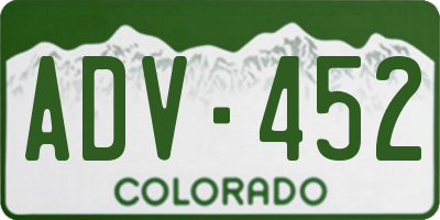 CO license plate ADV452