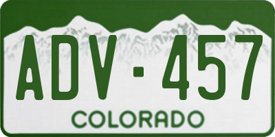 CO license plate ADV457