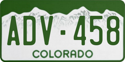 CO license plate ADV458