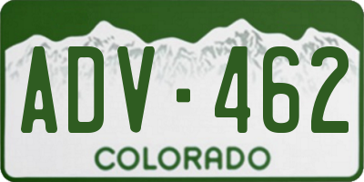 CO license plate ADV462