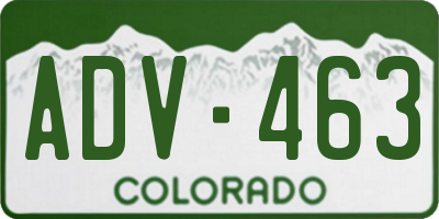 CO license plate ADV463