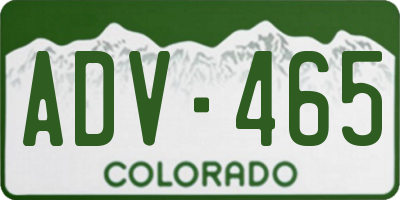 CO license plate ADV465
